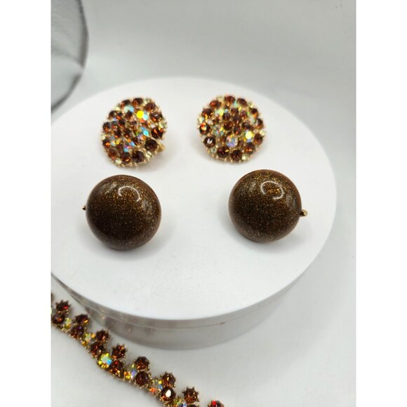 All Signed Trifari Topaz AB Necklace Demi Parure + Bonus Earrings Set - Picture 2 of 9